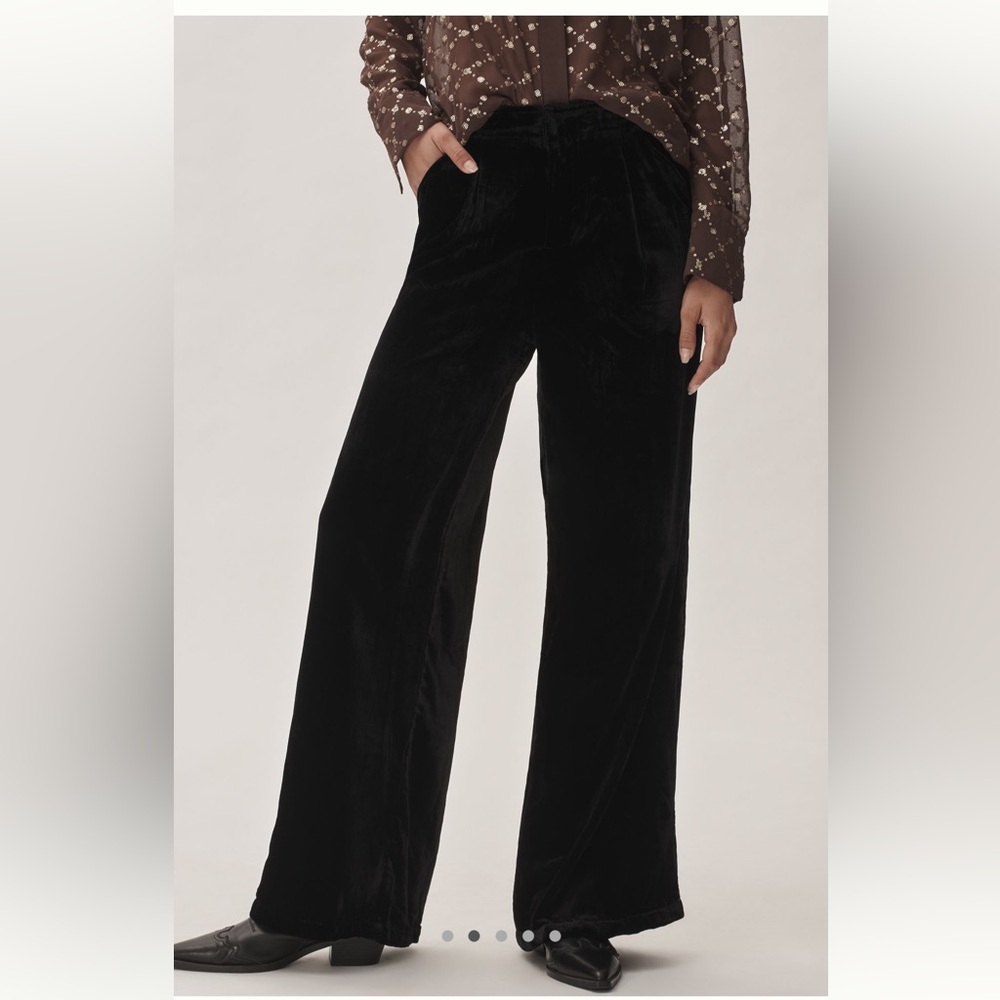 NWT Anthropologie Black Velvet Pants - Picture 5 of 10